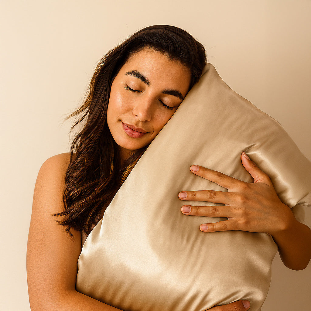 TAIE D’OREILLER EN SOIE DE MÛRIER 22MM BEIGE – 100% Naturelle – Anti-Rides, Préserve l’Hydratation & Limite la Casse des Cheveux – Luxe & Confort Nocturne