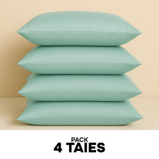 PACK 4 x TAIES D’OREILLER EN SOIE DE MÛRIER 22MM BLEU MENTHE – 100% Naturelle – Anti-Rides, Préserve l’Hydratation & Limite la Casse des Cheveux – Luxe & Confort Nocturne