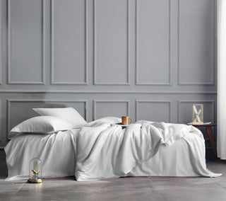 Set de Lit Complet Luxe Ivoire – Housse de Couette, Drap Plat & 2 Taies – Soie de Mûrier 100% Naturelle 22 Mommes – Confort Royal - Peau & Cheveux Sublimés
