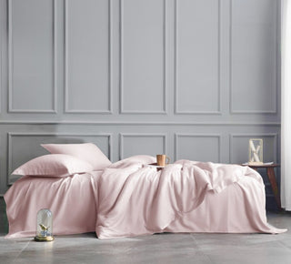 Set de Lit Complet Luxe Rose – Housse de Couette, Drap Plat & 2 Taies – Soie de Mûrier 100% Naturelle 22 Mommes – Confort Royal - Peau & Cheveux Sublimés