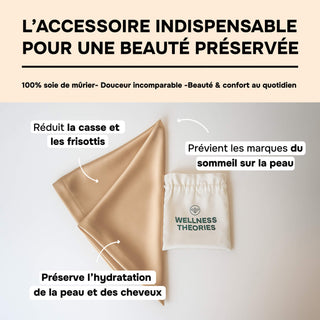 TAIE D’OREILLER EN SOIE DE MÛRIER 22MM BEIGE – 100% Naturelle – Anti-Rides, Préserve l’Hydratation & Limite la Casse des Cheveux – Luxe & Confort Nocturne