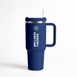 WELLNESS THEORIES - Insulated Mug with Straw 1.2L – Stainless Steel - Dark Blue