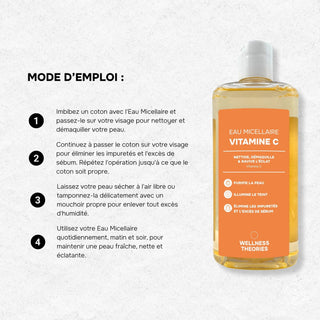 EAU MICELLAIRE VITAMINE C 300 ML - NETTOIE, DÉMAQUILLE & RAVIVE L'ÉCLAT - KOREAN COSMETIC RESEARCH