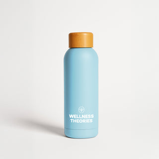 WELLNESS THEORIES - Bouteille Isotherme Étanche 500 ml – Inox & Bambou – Bleu