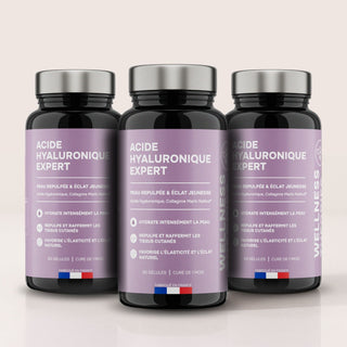 EXPERT HYALURONIC ACID X3 PACK - Met Marine Collageen, Vitamine C & E - Intense Hydratatie, Elasticiteit, Anti-Aging & Gewrichten - Hoog Opneembare Formule - 60 Capsules - Made in France