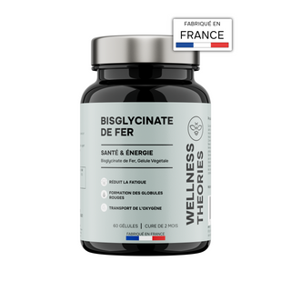FER BISGLYCINATE – Forme Chélatée Hautement Assimilable – 100 % des Apports Journaliers – Énergie, Immunité & Fatigue – Absorption Optimale Sans Troubles Digestifs – 60 Gélules Vegan – Cure de 2 Mois – Made In France