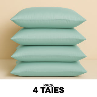 PACK 4 x TAIES D’OREILLER EN SOIE DE MÛRIER 22MM BLEU MENTHE – 100% Naturelle – Anti-Rides, Préserve l’Hydratation & Limite la Casse des Cheveux – Luxe & Confort Nocturne