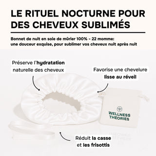 Bonnet de Nuit en Soie de Mûrier 22 Mommes ivoire – Luxe & Soin Beauté – Protège les Cheveux, Préserve l’Hydratation et Évite les Frisottis