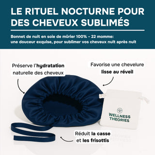 Bonnet de Nuit en Soie de Mûrier 22 Mommes bleu corail – Luxe & Soin Beauté – Protège les Cheveux, Préserve l’Hydratation et Évite les Frisottis