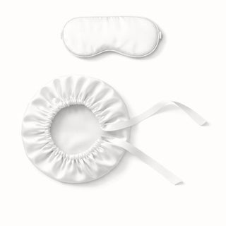Rituel Nuit Cheveux & Sommeil – Bonnet et Masque en Soie Ivoire