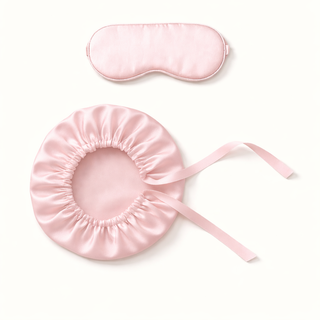 Rituel Nuit Cheveux & Sommeil – Bonnet et Masque en Soie Rose