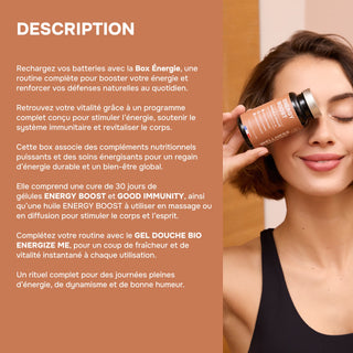 Box Energie Ritual – L’Alliance Énergie : Compléments + Aromathérapie + Gel Douche Vivifiant - Booster Pour le Corps et l'Esprit - Made In France