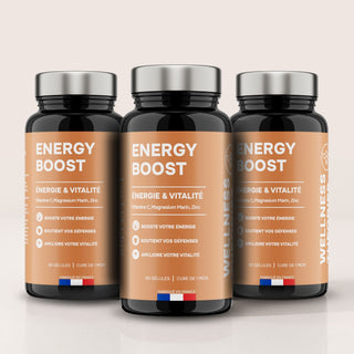 Pack x3 ENERGY BOOST – Complément alimentaire à base de Ginseng, Magnésium, Vitamines B, C, D & Minéraux – Formule Complète – Made in France