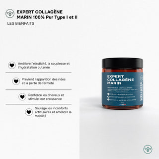 EXPERT COLLAGÈNE MARIN – 100 % Pur, Types I & II – Sans Goût ni Odeur – Haute Absorption – Beauté de la Peau, Cheveux, Ongles & Articulations – Poudre 300 g – Made in France
