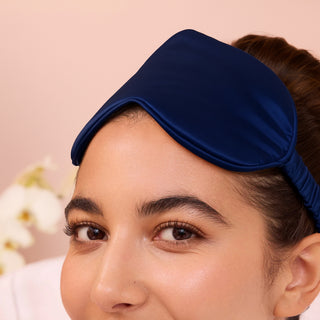Masque de Nuit en Soie 19 mm bleu corail – 100 % Soie de Mûrier – Soin du Regard & Sommeil Réparateur – Douceur, Opacité & Confort Absolu