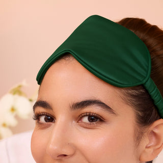 Masque de Nuit en Soie 19 mm vert – 100 % Soie de Mûrier – Soin du Regard & Sommeil Réparateur – Douceur, Opacité & Confort Absolu