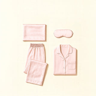 PACK RITUEL DE SOIE ROSE – Pyjama, Masque de Nuit & Taie en Soie – Confort, Beauté & Sommeil Réparateur