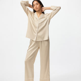 PYJAMA CHAMPAGNE 100 % SOIE DE MÛRIER 22 MM – CONFORT, BEAUTÉ & SOMMEIL RÉPARATEUR