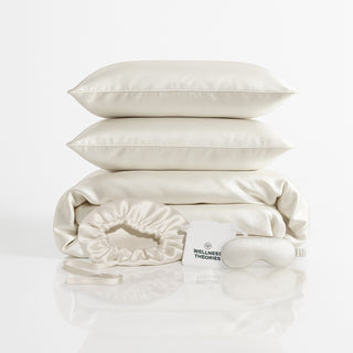 RITUEL NUIT D’EXCEPTION IVOIRE – SET DE LIT, MASQUE & BONNET EN SOIE – LUXE, CONFORT & ÉCLAT NATUREL