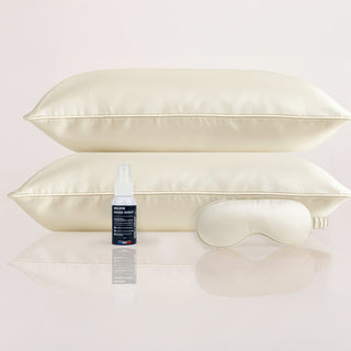 ÉLÉGANCE NOCTURNE CHAMPAGNE – MASQUE DE NUIT, 2X TAIES + BRUME GOOD NIGHT – SOMMEIL RÉPARATEUR, BEAUTÉ & DOUCEUR
