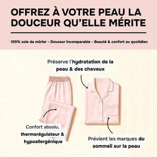 PYJAMA ROSE 100 % SOIE DE MÛRIER 22 MM – CONFORT, BEAUTÉ & SOMMEIL RÉPARATEUR