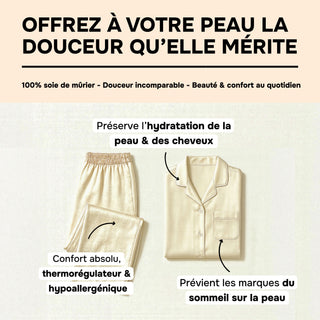PYJAMA CHAMPAGNE 100 % SOIE DE MÛRIER 22 MM – CONFORT, BEAUTÉ & SOMMEIL RÉPARATEUR