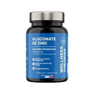 GLUCONATE DE ZINC – Contribue au Bon Fonctionnement du Système Immunitaire, au Maintien d’une Peau Normale – 60 Gélules – Made in France
