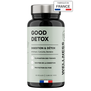 GOOD DETOX – Drainage, Digestion & Éclat de la Peau – Radis Noir, Artichaut, Bardane & Curcuma – Action Détox Globale – 60 Gélules – Cure de 1 Mois – Made in France