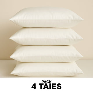PACK 4 x TAIES D’OREILLER EN SOIE DE MÛRIER 22MM IVOIRE – 100% Naturelle – Anti-Rides, Préserve l’Hydratation & Limite la Casse des Cheveux – Luxe & Confort Nocturne