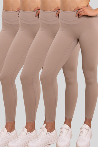WELLNESS THEORIES – PACK 4 x LEGGING RACHEL TAILLE HAUTE BEIGE – EFFET GALBANT SECOND SKIN