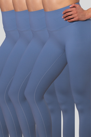 WELLNESS THEORIES – PACK 4 x LEGGING RACHEL TAILLE HAUTE BLEU – EFFET GALBANT SECOND SKIN