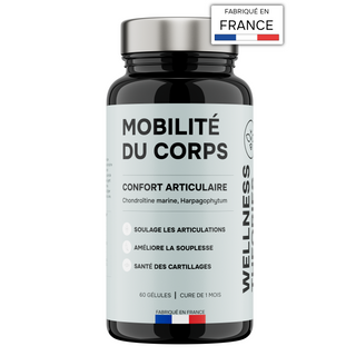 MOBILITÉ DU CORPS – Souplesse, Confort Articulaire & Protection du Cartilage – Glucosamine, Chondroïtine, Harpagophytum, Reine-des-Prés & Vitamine C – 60 Gélules – Cure de 1 Mois – Made in France