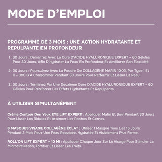 BOX Acide Hyaluronique LIFT EXPERT – La Cure Anti-Âge Complète: Acide Hyaluronique en gélules + Soins cosmétiques Raffermissants – Résultats Visibles Dès 7 Jours - Made In France