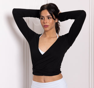 WELLNESS THEORIES - ENSEMBLE CACHE-CŒUR NOIR & PANTALON ÉVASÉ BLEU CIEL – FLOW FIT