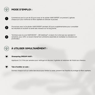 BOX Cheveux HAIR EXPERT – Force, Pousse & Hydratation: Compléments Capillaires + Shampoing Expert Pour Cheveux Sublimés de l’Intérieur et de l’Extérieur – Résultats Visibles Dès 3 Semaines – Made in France
