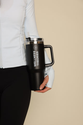 WELLNESS THEORIES - Insulated Mug with Straw 1.2L – Stainless Steel - Black