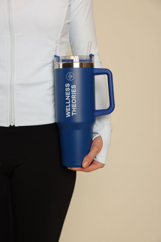 WELLNESS THEORIES - Insulated Mug with Straw 1.2L – Stainless Steel - Dark Blue