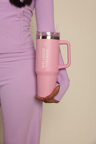WELLNESS THEORIES - Insulated Mug with Straw 1.2L – Stainless Steel - Pink