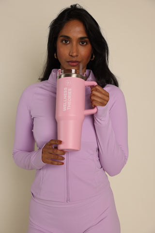 WELLNESS THEORIES - Insulated Mug with Straw 1.2L – Stainless Steel - Pink