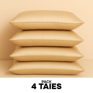 PACK 4 x TAIES D’OREILLER EN SOIE DE MÛRIER 22MM BEIGE – 100% Naturelle – Anti-Rides, Préserve l’Hydratation & Limite la Casse des Cheveux – Luxe & Confort Nocturne