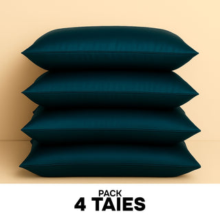 PACK 4 x TAIES D’OREILLER EN SOIE DE MÛRIER 22MM BLEU CORAIL – 100% Naturelle – Anti-Rides, Préserve l’Hydratation & Limite la Casse des Cheveux – Luxe & Confort Nocturne
