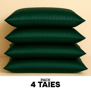 PACK 4 x TAIES D’OREILLER EN SOIE DE MÛRIER 22MM VERT – 100% Naturelle – Anti-Rides, Préserve l’Hydratation & Limite la Casse des Cheveux – Luxe & Confort Nocturne