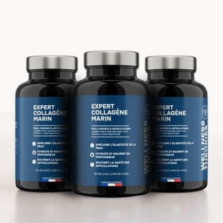 3X EXPERT PACK MARINE COLLAGEN - types I & II met hyaluronzuur & vitamine C - huid, haar, nagels & gewrichten - 120 capsules - Made in France