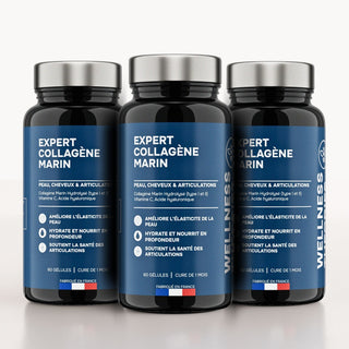 3X EXPERT PACK MARINE COLLAGEN - types I & II met hyaluronzuur & vitamine C - huid, haar, nagels & gewrichten - 60 capsules - Made in France