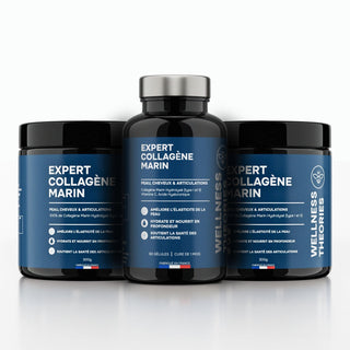RITUEL COLLAGÈNE SUPRÊME - 2 Poeders 300 g + 1 Flacon 90 Capsules - Type I & II met Hyaluronzuur & Vitamine C - Smaakloos - Hoge Absorptie - Huid, Haar, Nagels & Gewrichten - Made in France