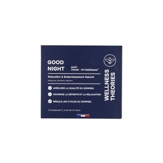 GOOD NIGHT – Shot Sommeil Goût Fraise – Plantes Apaisantes (Valériane, Aubépine, Passiflore), L-Tryptophane & Mélatonine – Endormissement Rapide & Nuit Réparatrice – Unidoses Buvables – Made in France