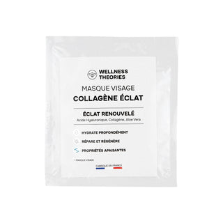 MASQUE VISAGE COLLAGÈNE ÉCLAT – Collagène & Acide Hyaluronique, Aloe Vera – Repulpant, Apaisant & Éclat Immédiat – Made in France