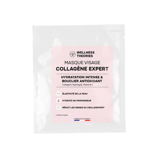 MASQUE VISAGE COLLAGÈNE EXPERT – Effet Seconde Peau & Coup d’Éclat Immédiat – Hydratation, Fermeté & Lissage – Biocellulose Haute Performance – Made in France