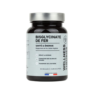FER BISGLYCINATE – Forme Chélatée Hautement Assimilable – 100 % des Apports Journaliers – Énergie, Immunité & Fatigue – Absorption Optimale Sans Troubles Digestifs – 60 Gélules Vegan – Cure de 2 Mois – Made In France