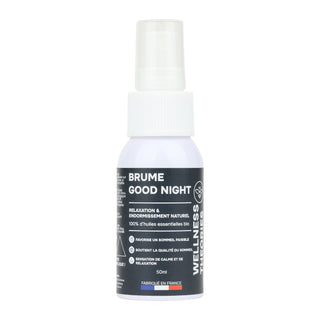 BRUME GOOD NIGHT – Spray Sommeil Bio aux Huiles Essentielles – Lavandin, Camomille, Ylang-Ylang & Orange Douce – Relaxation, Endormissement & Nuit Réparatrice – 50 ml – Made in France
